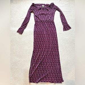 ASOS Long Floral Dress, Size 6, Stretchy Polyester with ruffled details.